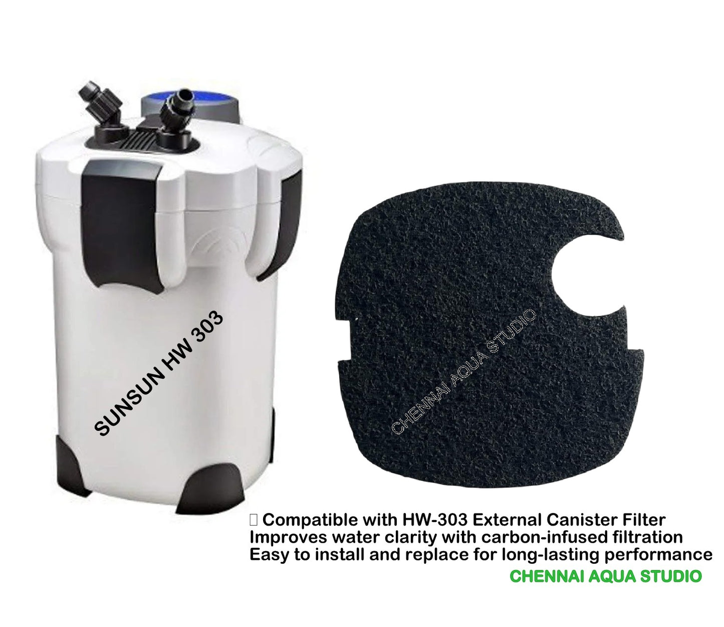 SUNSUN Carbon-Infused Pad – Media Filter Replacement (Activated Carbon) For SUNSUN HW-302 HW-303A/B HW-304A/B