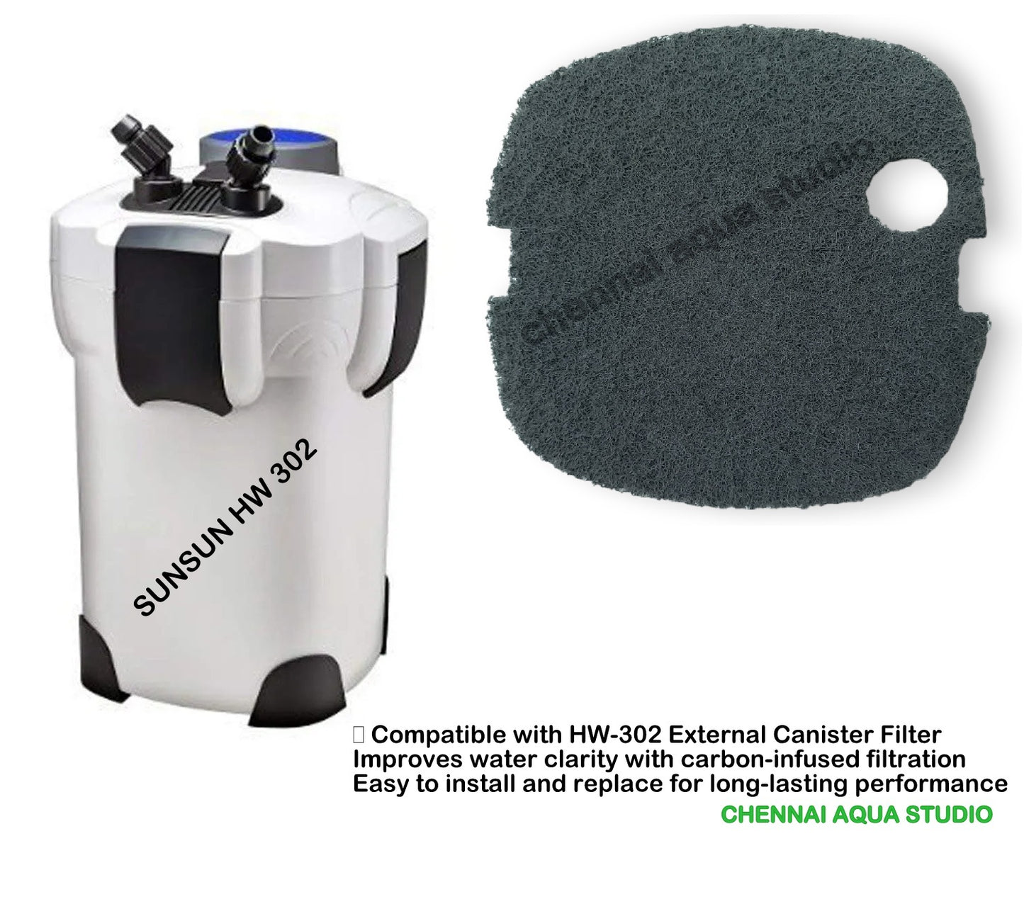 SUNSUN Nitrate Remove Infused Media pad – Media Filter Replacement pad For SUNSUN HW-302 HW-303A/B HW-304A/B