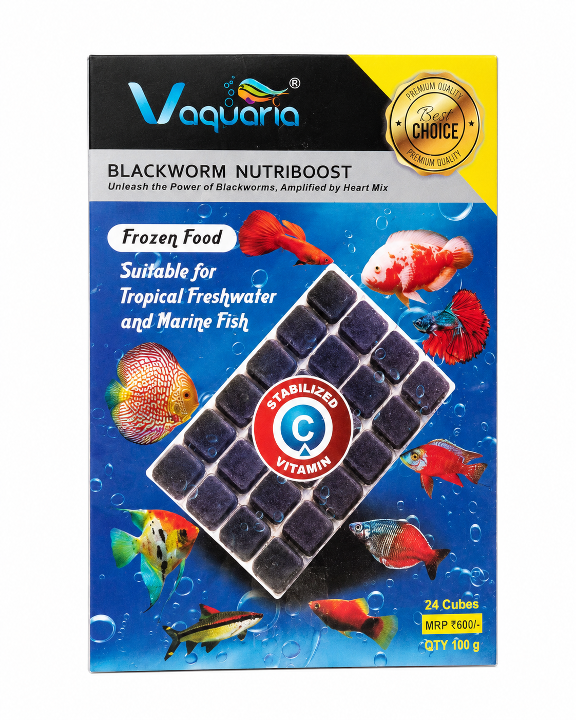 V Aquaria Blackworms Nutriboost Frozen Fish Food 100g