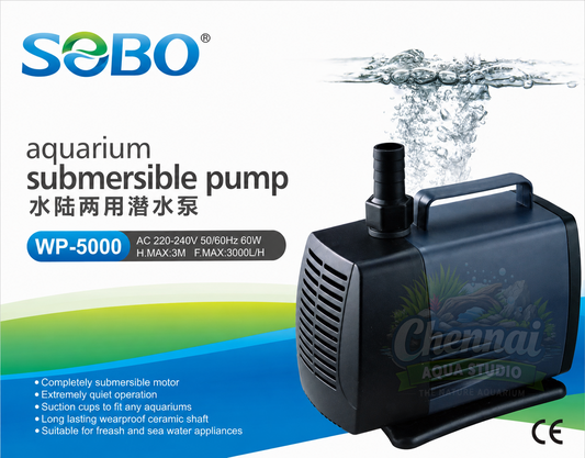 SOBO Submersible Power Head - WP-5000-60W - F.Max 3000 L/H - Sobo - Water Lifting Pump - Pond & Fountain & Filter Sump Filter Systems