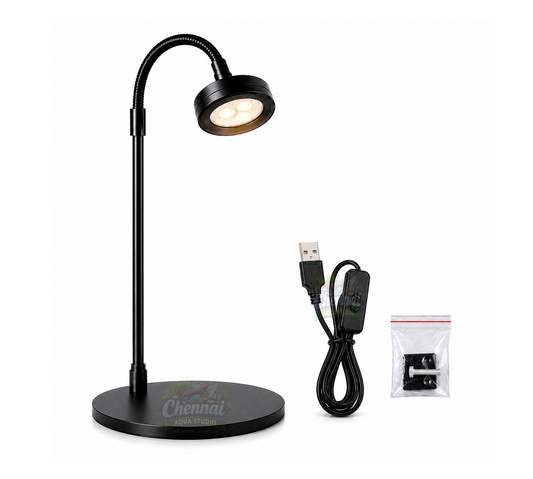 USB LED Grow Light with Base for Terrariums – Adjustable Gooseneck Plant Lamp for Moss, Mini Gardens & Indoor Plants