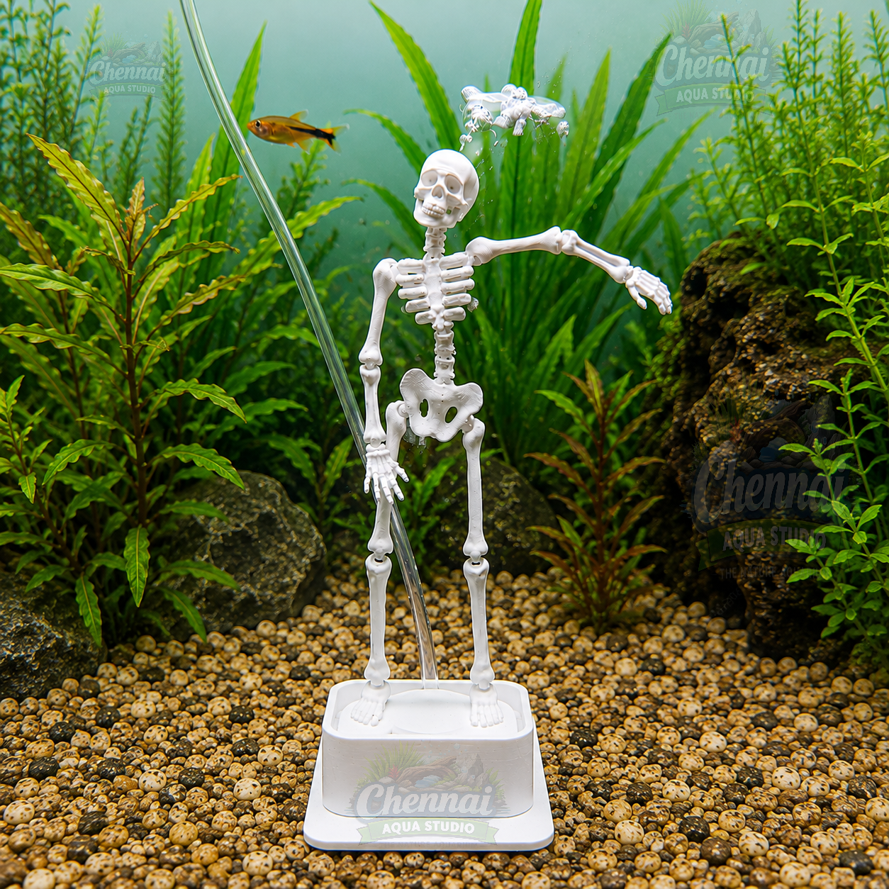 WobbleBag Dancing Skeleton Aquarium Ornament | Dancing Skeleton Fish Tank Decoration | Unique Aquarium Decor