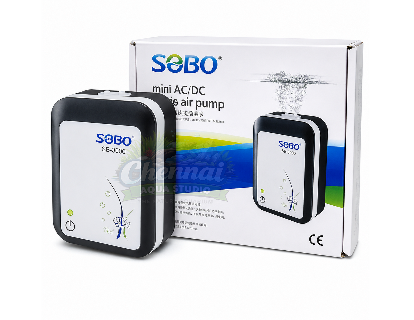 Sobo SB-3000 AC/DC Aquarium Fish Tank Air Pump | Power : 2.8W | Flow: 2x3L/Min