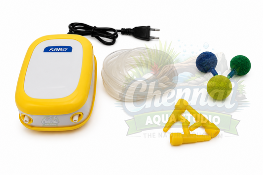 SOBO Aquarium Two Way Air Pump with 3 Meter Air Tube, 3 Air Stone and 3 Controller