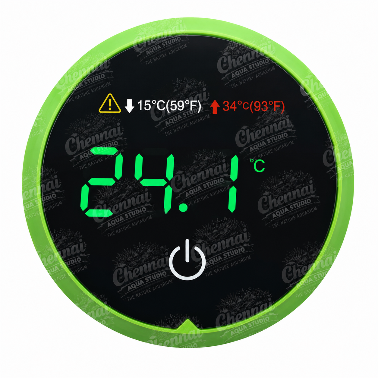 Fish Tank Digital Thermometer – LED Display Stick-On Aquarium Thermometer with HI/LO Alarm, Cordless Temperature Sensor & Touch Screen (Round) Dimensions: ~4.5 cm (Approx.)