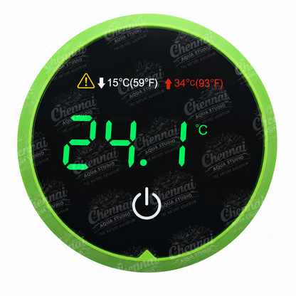 Fish Tank Digital Thermometer – LED Display Stick-On Aquarium Thermometer with HI/LO Alarm, Cordless Temperature Sensor & Touch Screen (Round) Dimensions: ~4.5 cm (Approx.)