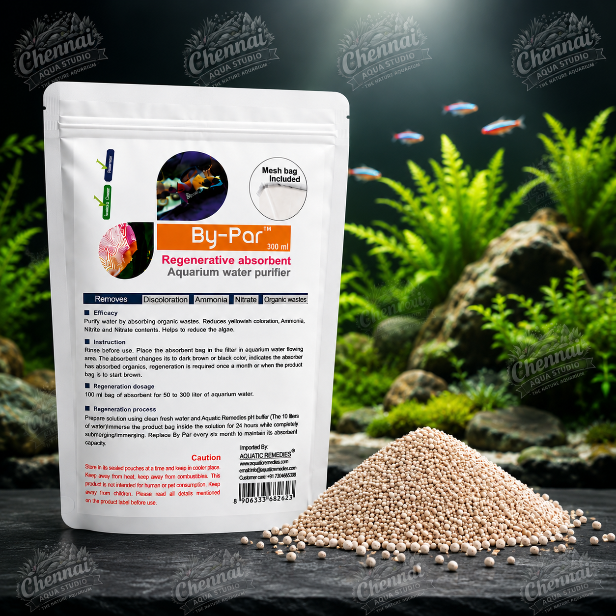 By-Par™ 100ML (Mesh Bag Included), Regenerative Absorbent Aquarium Water Purifier