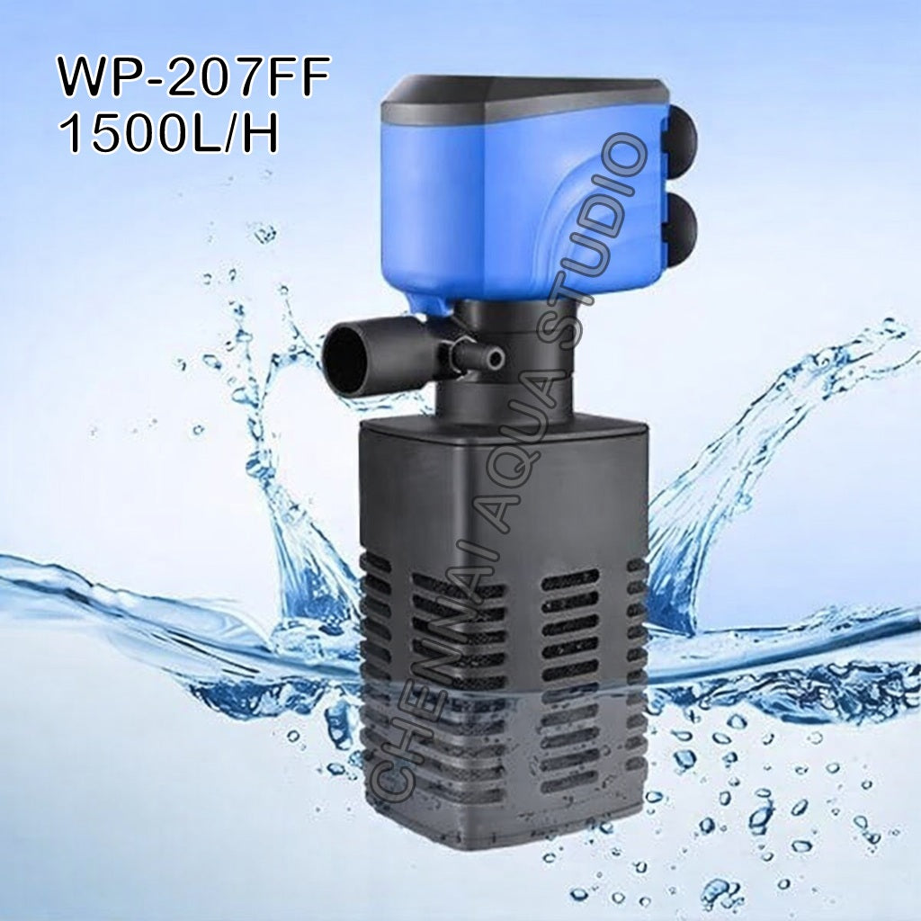Silent Internal Aquarium Filter with Air Pump Eco-Friendly Plastic Fish Tank Power 20w H.max:1.2M F.MAX:1500L/H WP-207FF
