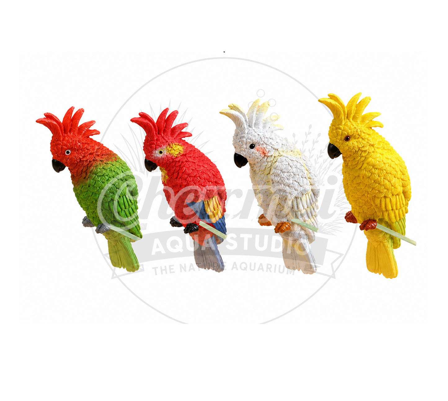 Aquarium Parrot Shape Hanging Decor – Miniature Bright Parrot Ornament for Fish Tank | Suitable for Glass Thickness Below 6mm