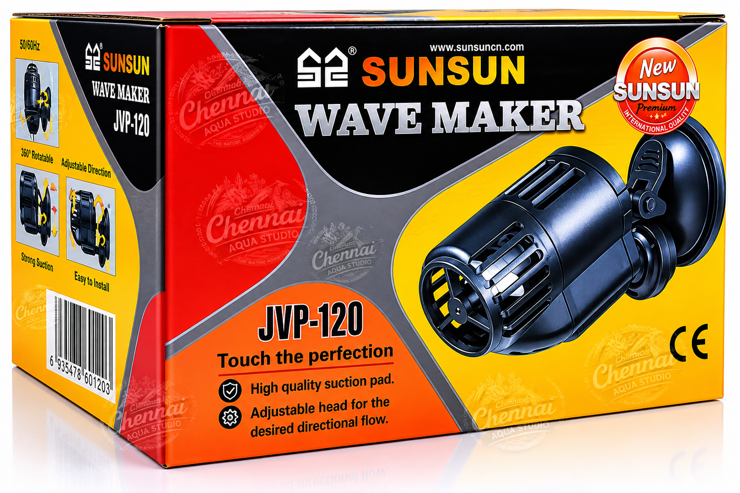 SunSun JVP-120 Wave Maker Pump – 360° Adjustable Aquarium Water Circulation Pump | 3000L/H Flow | 6W Submersible Powerhead for Freshwater & Marine Tanks