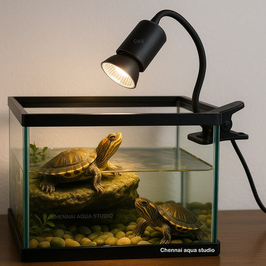 Reptile Heat Lamp with Holder – 50W UVA/UVB Basking Light, 360° Rotatable Clip for Turtles, Lizards & Aquatic Plants