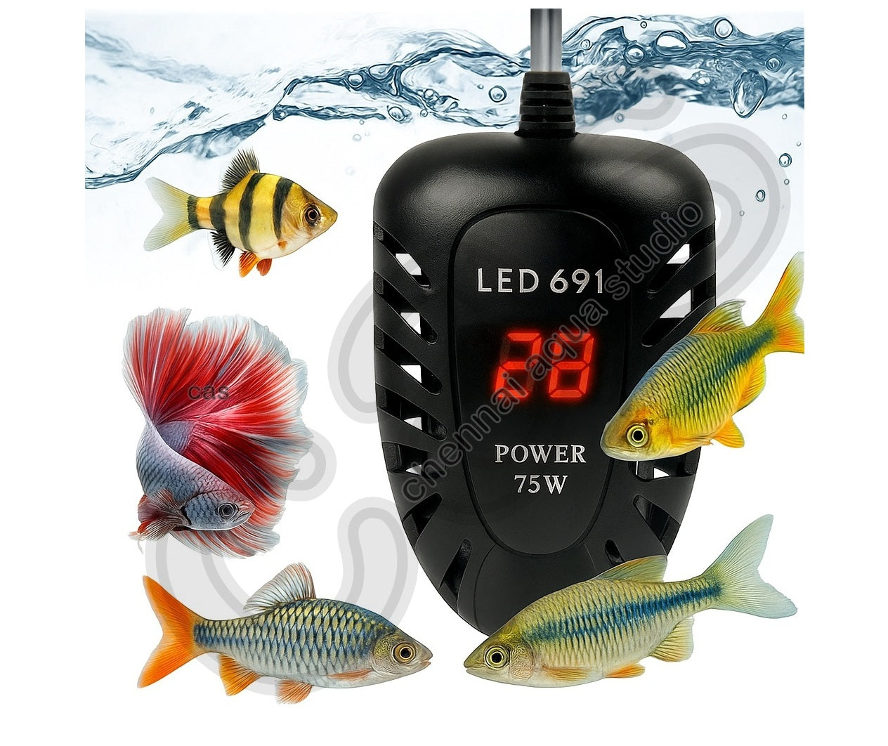 RS Electrical 100W Aquarium LED Heater RS-691 LED Digital Display Quartz Subminiature Design Heater | LED Digital Heater for Fish Turtle Tank Aquarium Temperature Heater