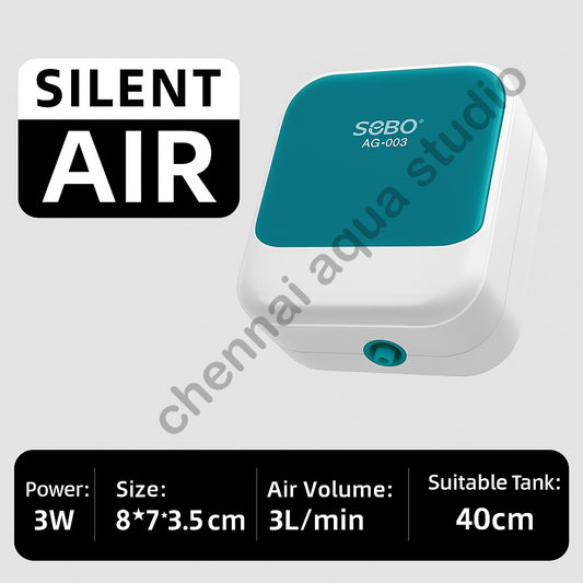 SOBO AQ-003 Silent Aquarium Air Pump | Compact & Efficient Oxygen Supply for Fish Tanks