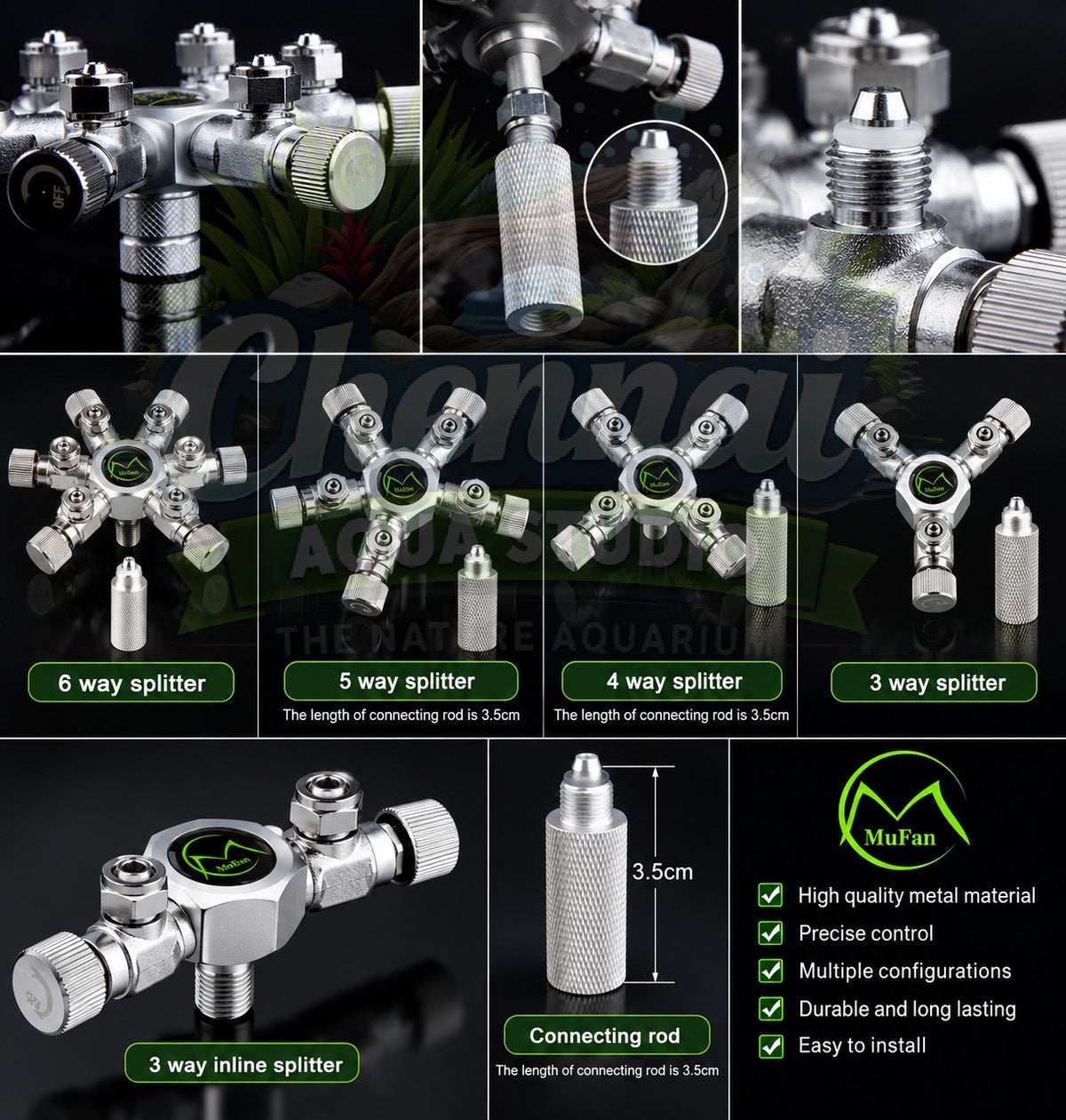 Mufan CO2 Splitter with needle Valve | 2 Way | 3 Way | 4 Way | 6 Way