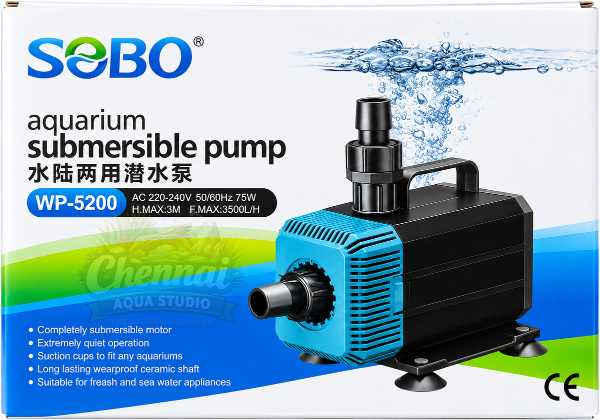 SOBO Submersible Power Head - WP-5200-75W - F.Max 3500 L/H - - Water Lifting Pump - Pond and Fountain and Sump Filter Systems