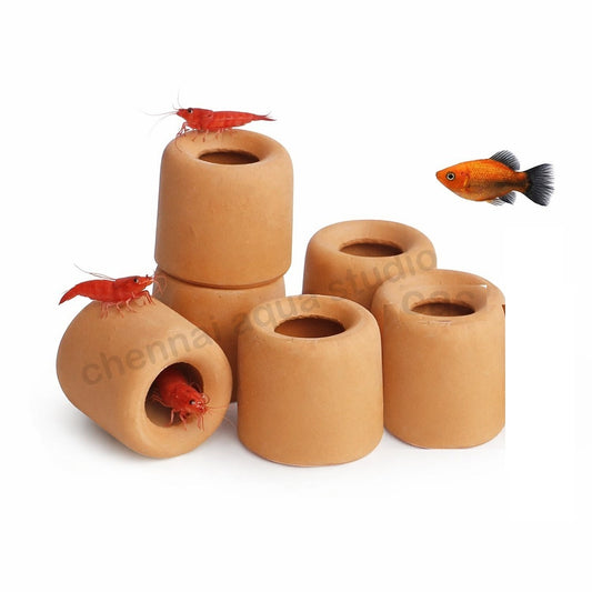 Round Terracotta Fish Hiding Cave for Aquarium Decor for Shrimp Breeding-for Home Fish Tank Accessories (PACK OF 3)