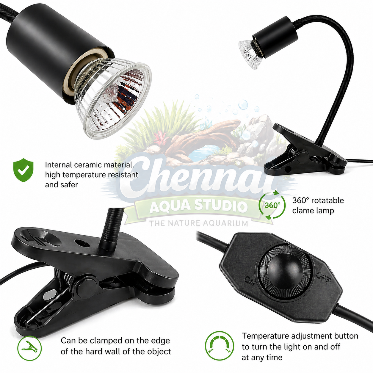 Reptile Heat Lamp with Holder & Dimmer – 50W/75W UVA UVB Turtle Basking Light for Tortoises, Lizards & Aquarium Turtle Tanks