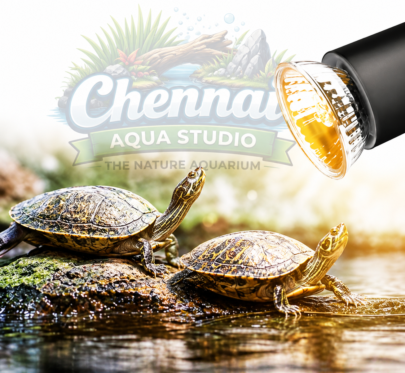 Reptile Heat Lamp with Holder & Dimmer – 50W/75W UVA UVB Turtle Basking Light for Tortoises, Lizards & Aquarium Turtle Tanks