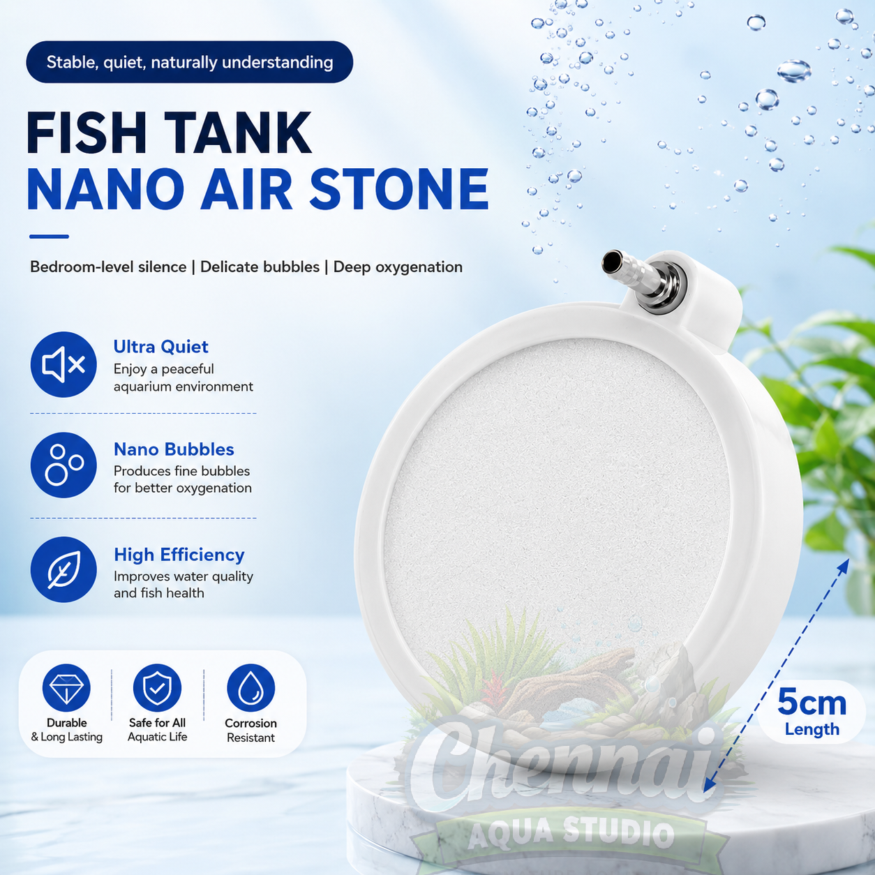 Round Air Stone Disc 5 CM  Bubble Diffuser for Aquarium Fish Tank
