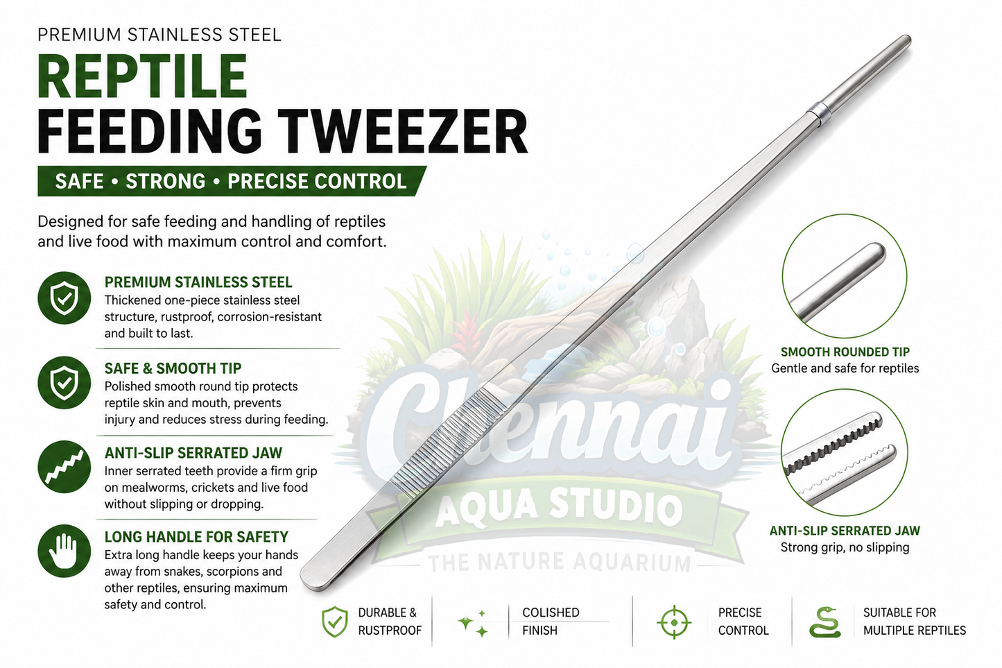 Stainless Steel Aquarium Tweezers – Straight & Curved Aquascaping Tool for Fish Tank & Reptile Feeding SIZE 48CM