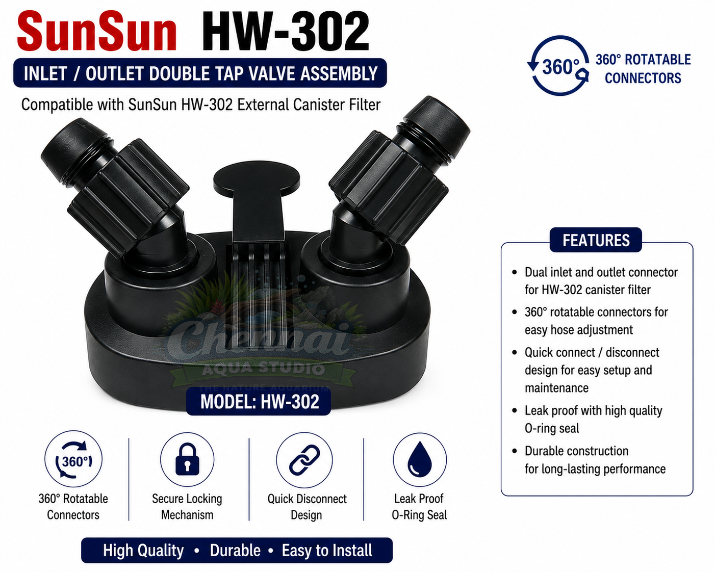 Sunsun Cannister Filter Spares in/Out Head Top Tube Connecting Valve