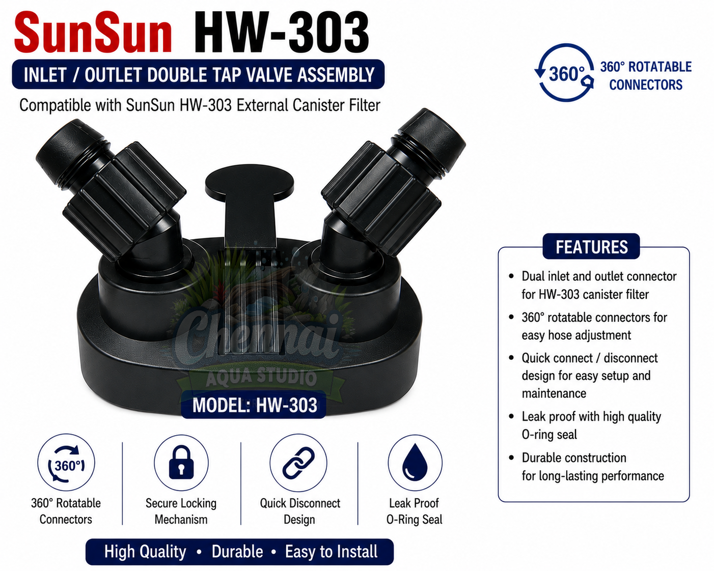 Sunsun Cannister Filter Spares in/Out Head Top Tube Connecting Valve