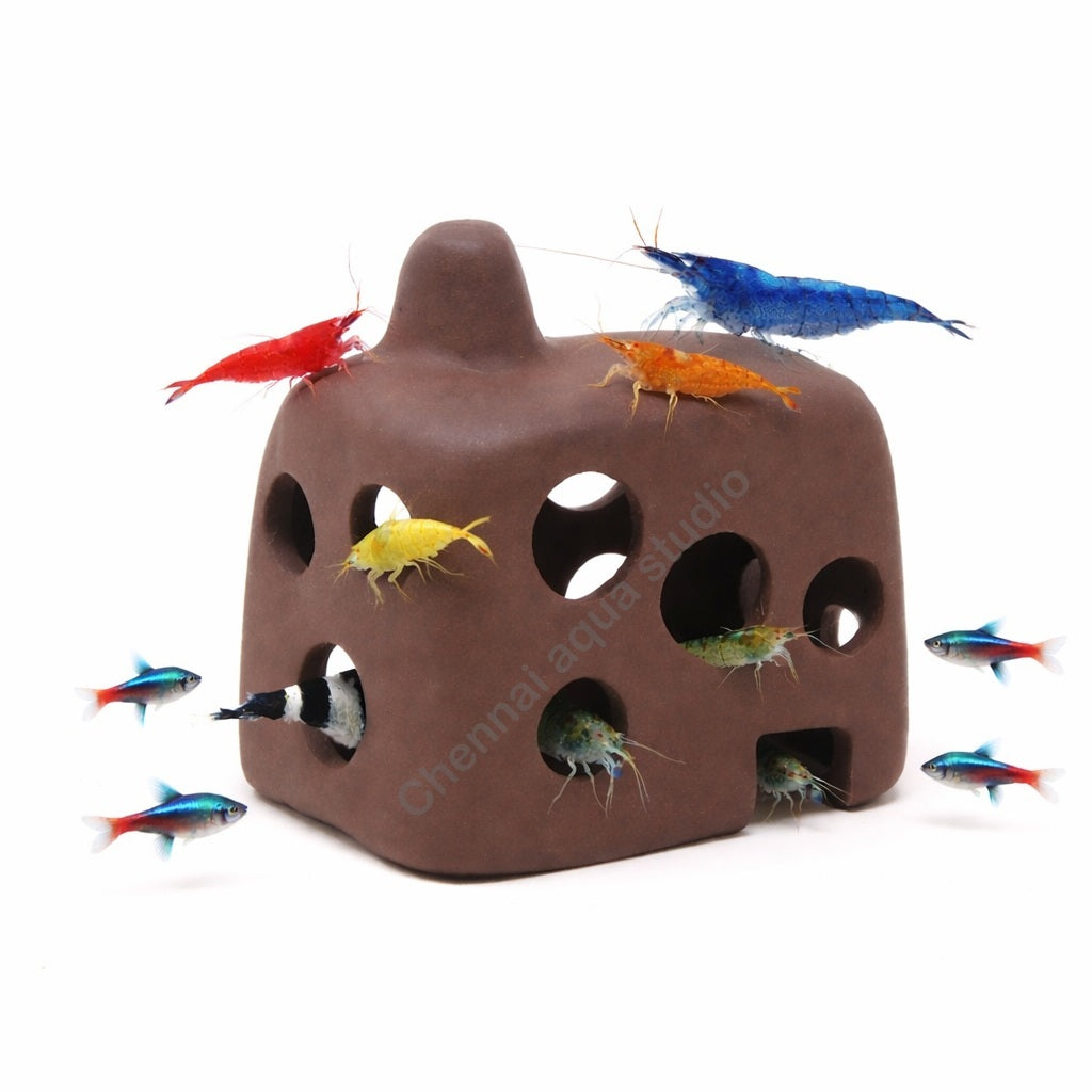 CubeOne Shrimp Clay Hut – Natural Shelter Cave for Shrimp & Small Aquarium Fish
