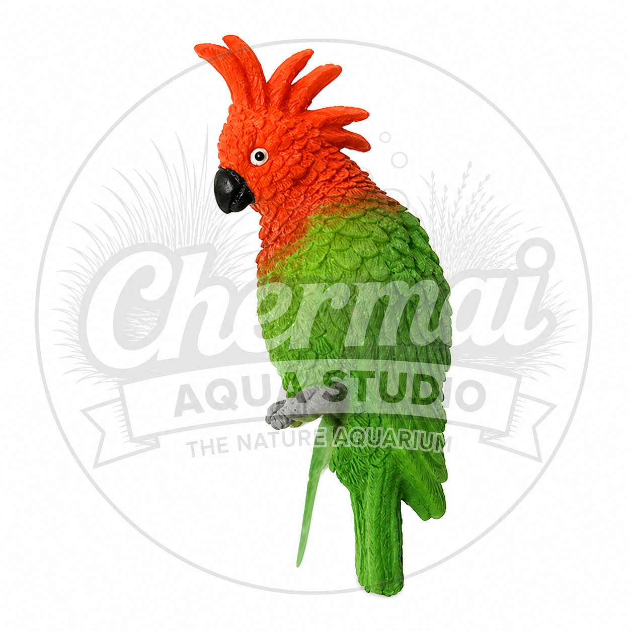 Aquarium Parrot Shape Hanging Decor – Miniature Bright Parrot Ornament for Fish Tank | Suitable for Glass Thickness Below 6mm