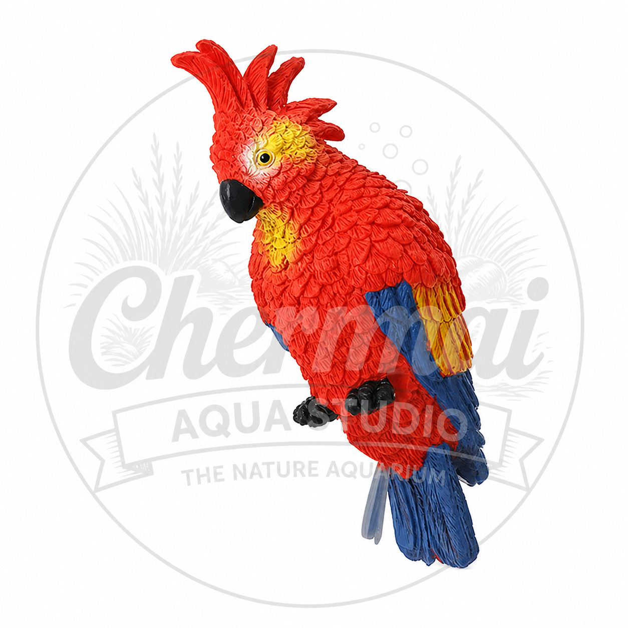 Aquarium Parrot Shape Hanging Decor – Miniature Bright Parrot Ornament for Fish Tank | Suitable for Glass Thickness Below 6mm