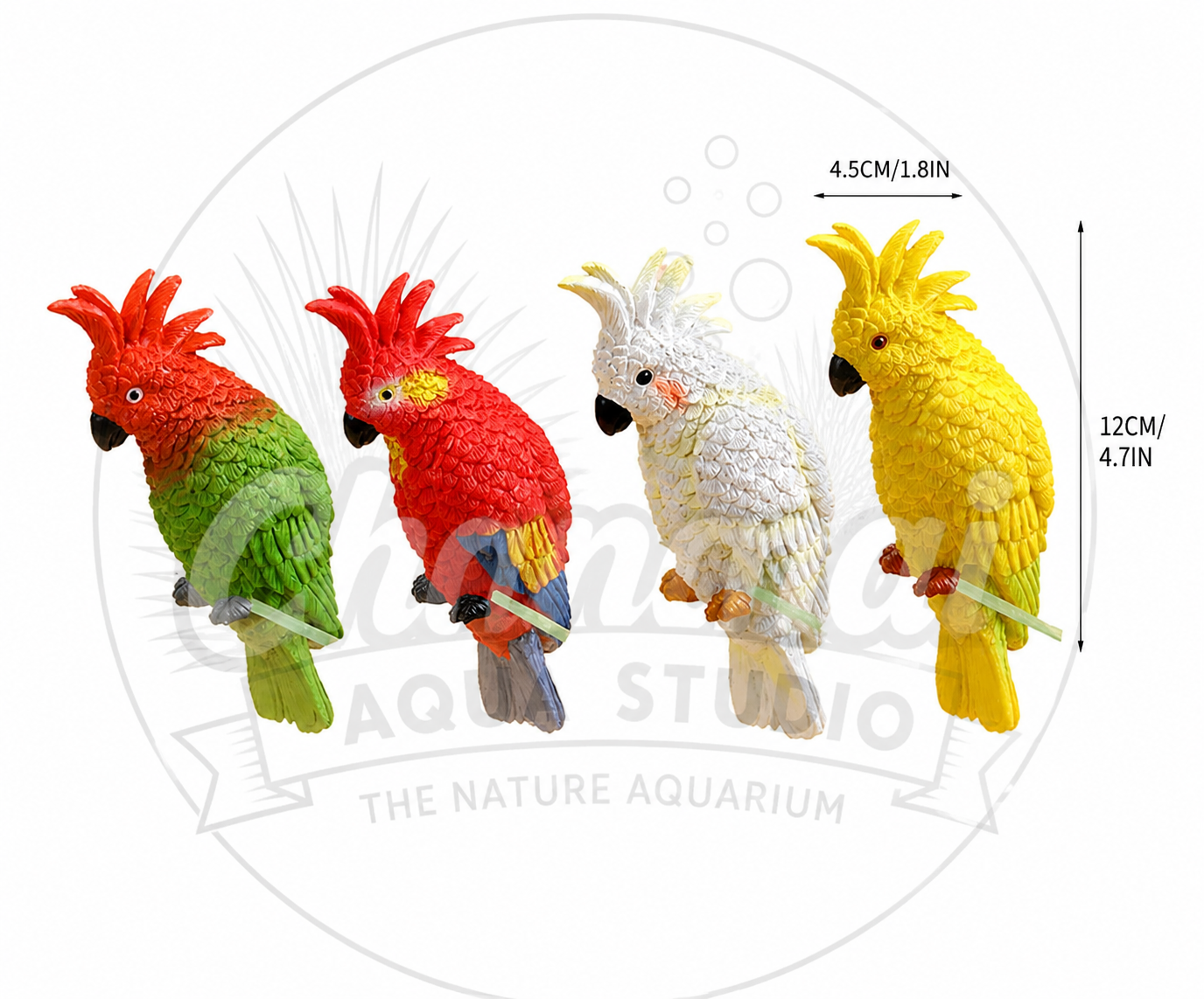 Aquarium Parrot Shape Hanging Decor – Miniature Bright Parrot Ornament for Fish Tank | Suitable for Glass Thickness Below 6mm