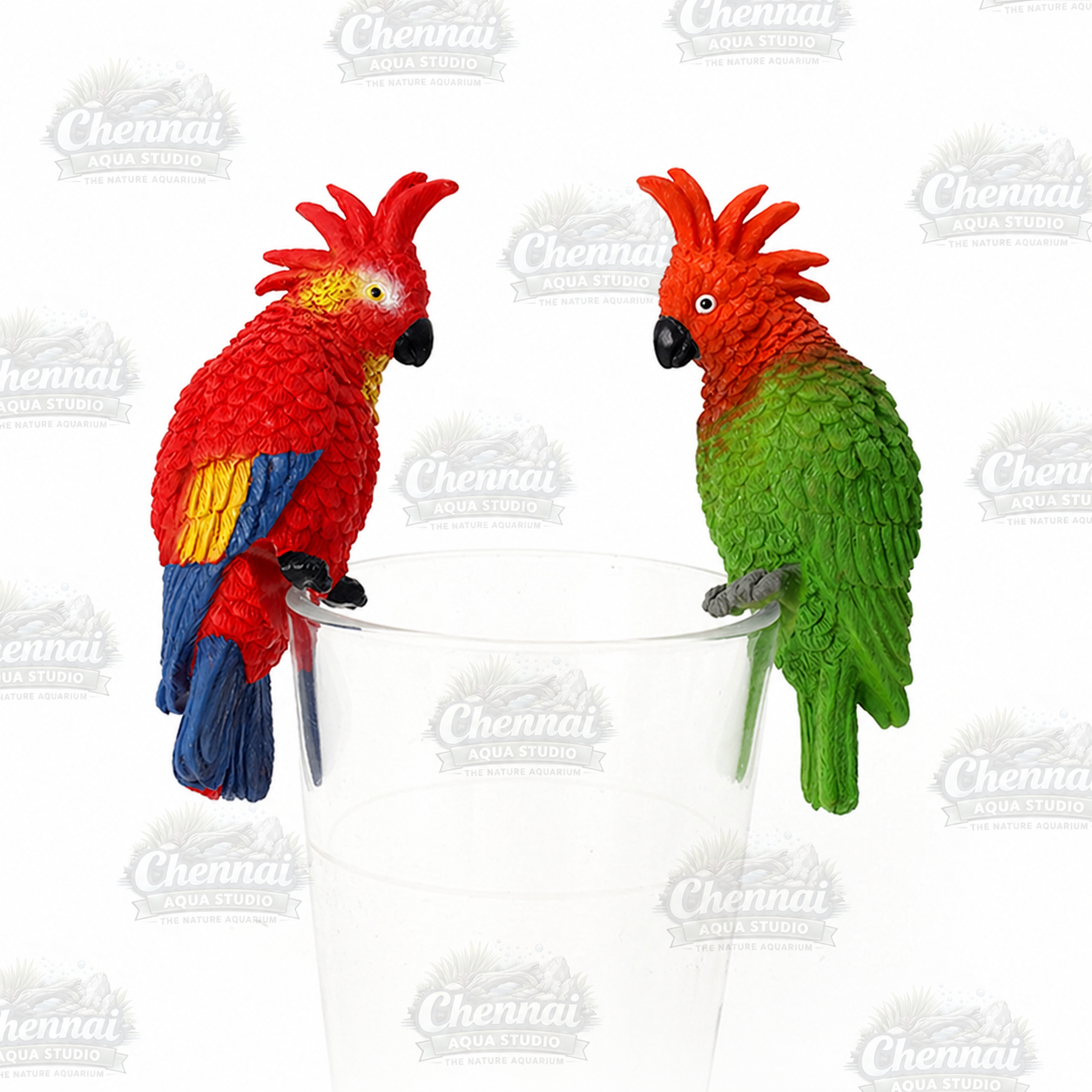 Aquarium Parrot Shape Hanging Decor – Miniature Bright Parrot Ornament for Fish Tank | Suitable for Glass Thickness Below 6mm