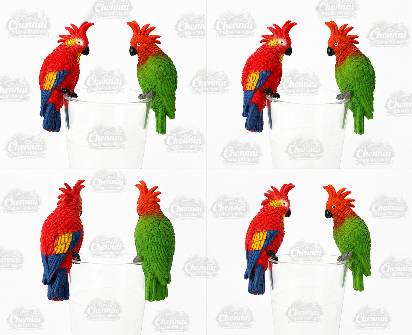 Aquarium Parrot Shape Hanging Decor – Miniature Bright Parrot Ornament for Fish Tank | Suitable for Glass Thickness Below 6mm