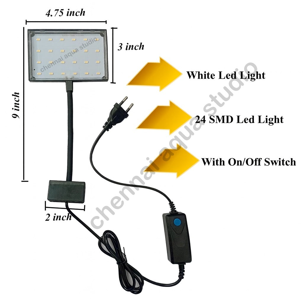 Full Spectrum LED Aquarium Light 10W – Adjustable 360° Clip-On Lamp for 10mm Rimless | Energy-Saving & Plant Growth Friendly Lighting