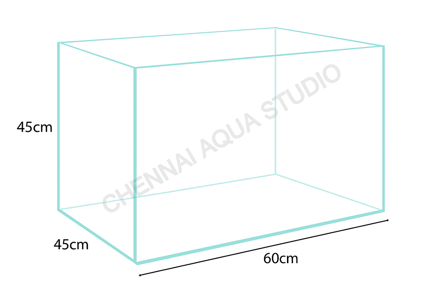 Ultra Clear Open Tank – L*W*H 60x45x45cm | 8MM CNC Cut Glass