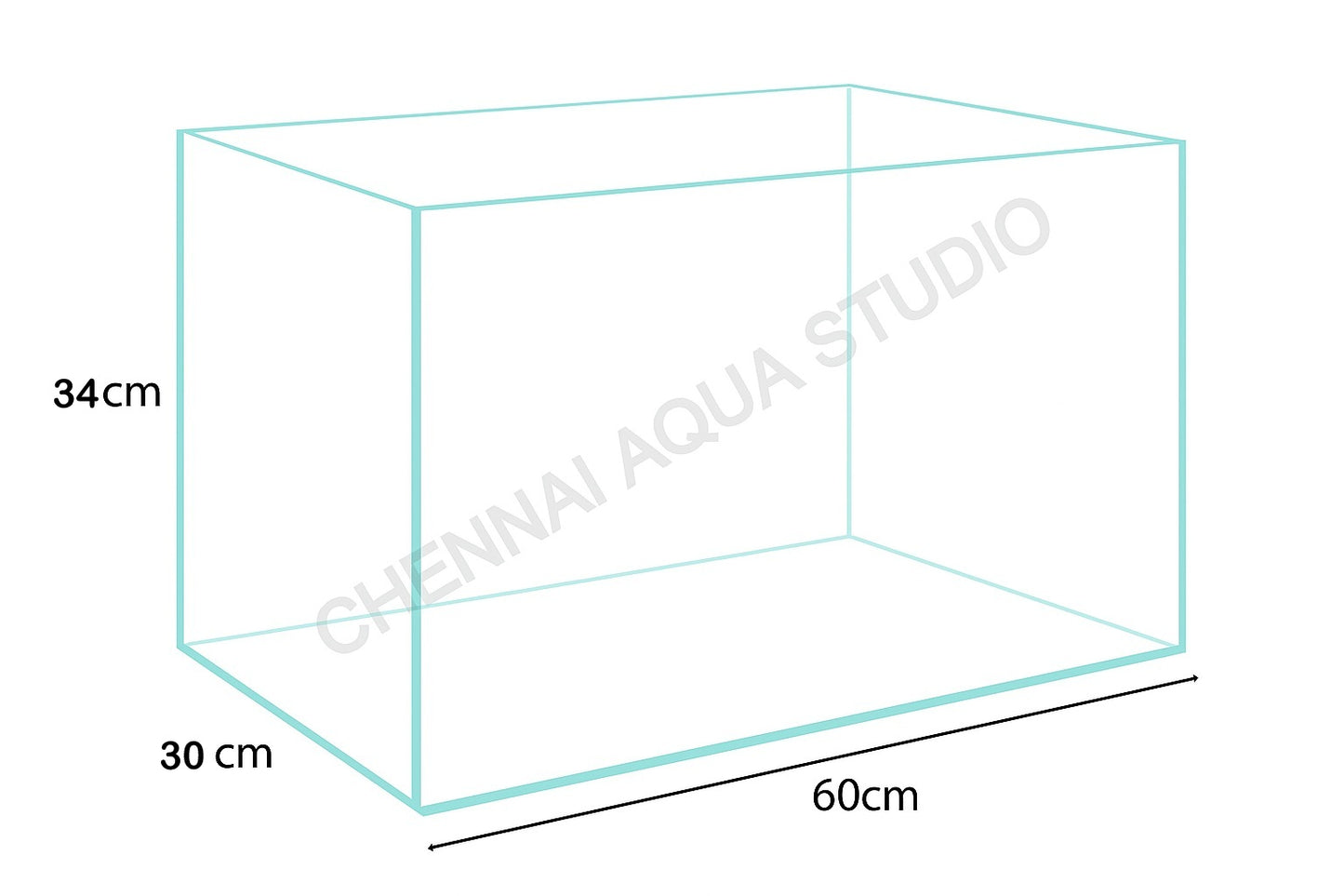 Ultra Clear Open Tank – L*W*H 60x30x34cm | 6MM CNC Cut Glass