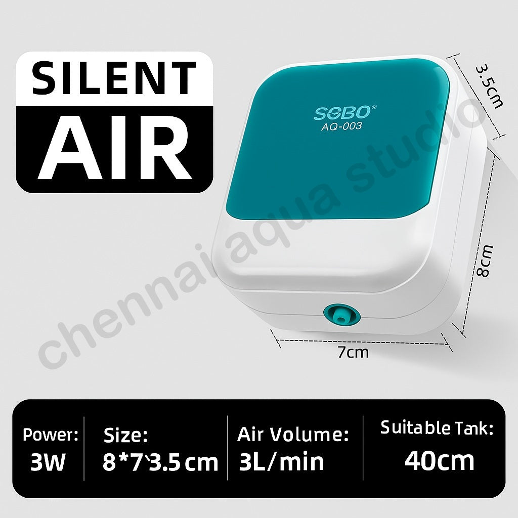 SOBO AQ-003 Silent Aquarium Air Pump | Compact & Efficient Oxygen Supply for Fish Tanks