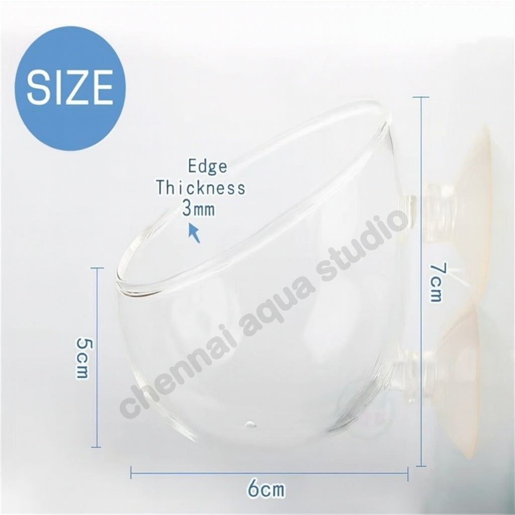 Glass pot with Suction Cups for Aquarium Aquascape Aquarium Plant Cup Decoration Glass Aquatic Plant Pot (Soil free)