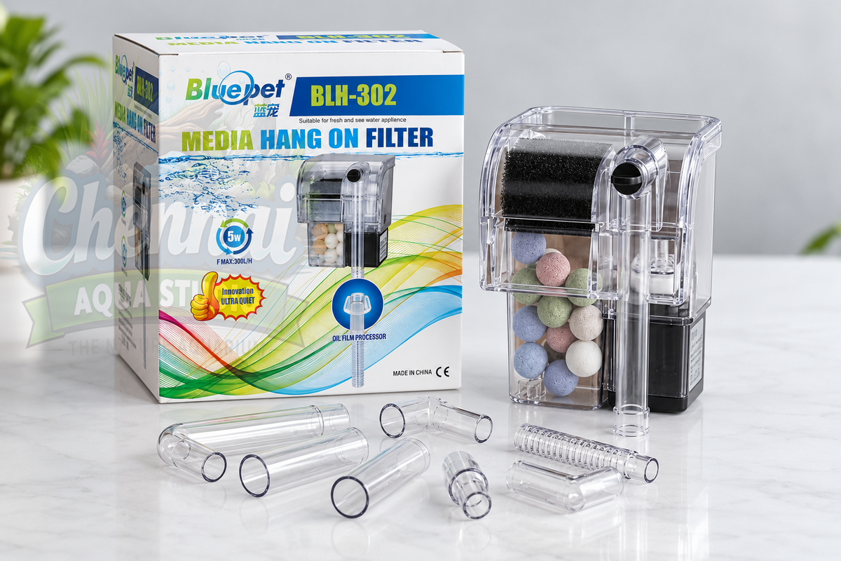 Bluepet BLH-302 Aquarium Hang On Filter (5W) – 300L/H with Surface Skimmer
