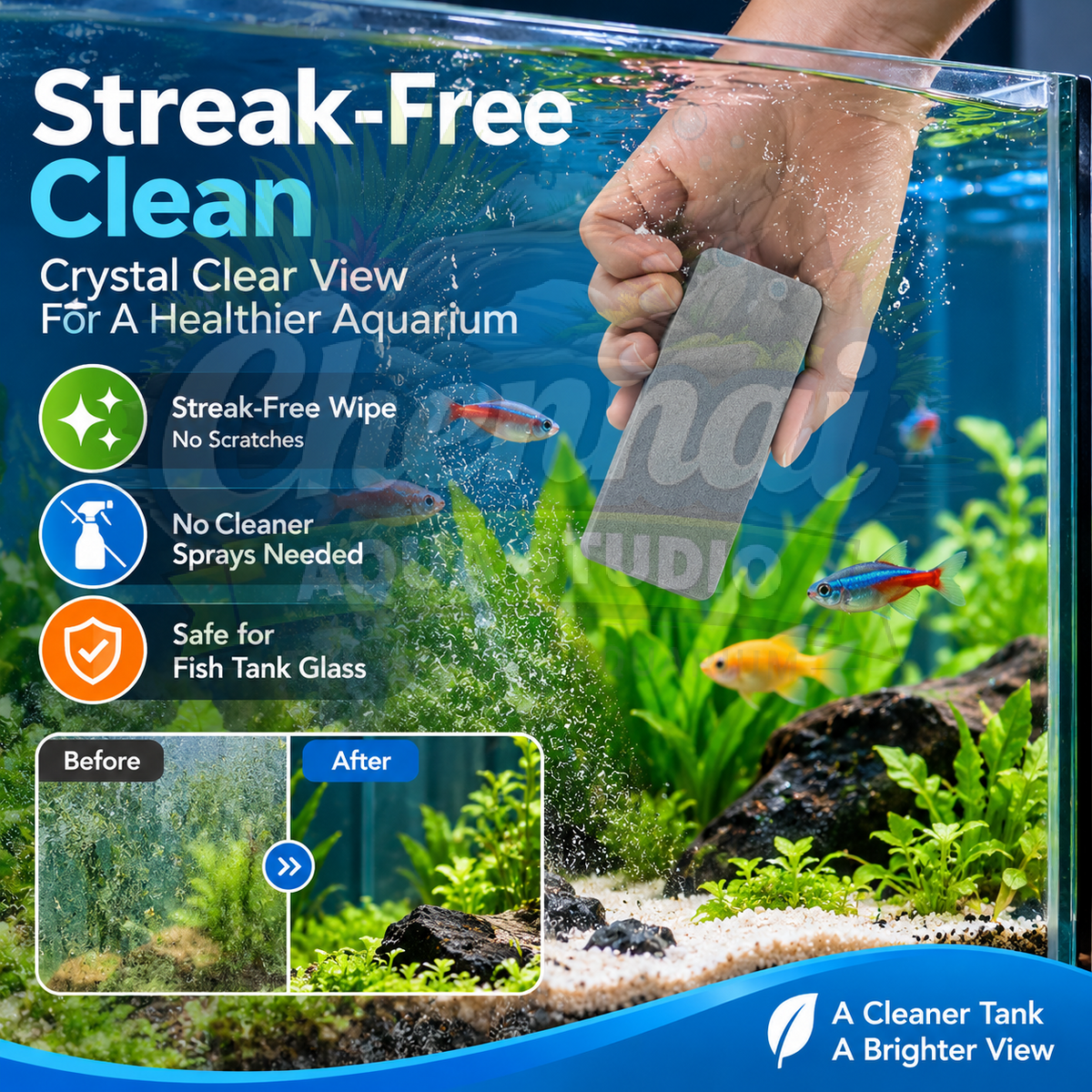 Double-Sided Aquarium Cleaning Brush – Algae Scrubber Sponge Pad for Fish Tanks & Glass