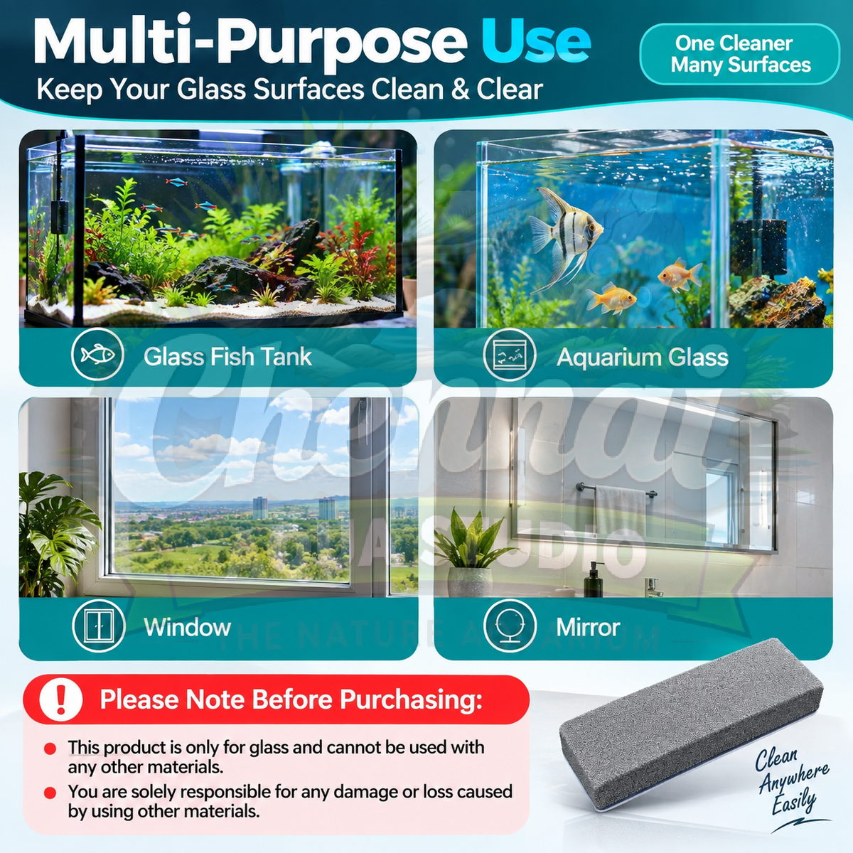Double-Sided Aquarium Cleaning Brush – Algae Scrubber Sponge Pad for Fish Tanks & Glass