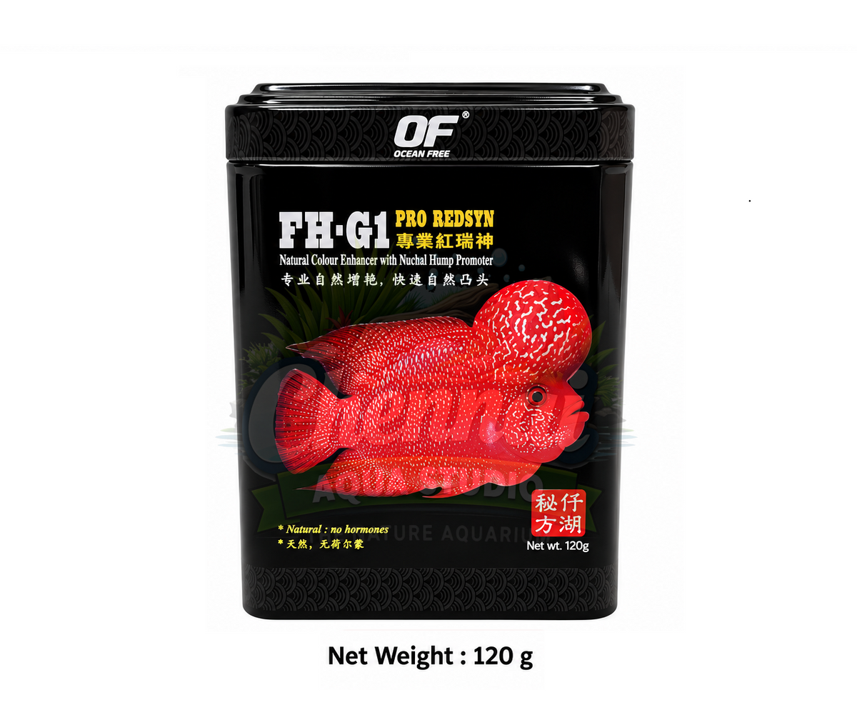 Ocean Free FH-G1 Pro RedSyn Flowerhorn Fish Food – 120g | Premium Colour Enhancing Formula – 100% Genuine & Original Product