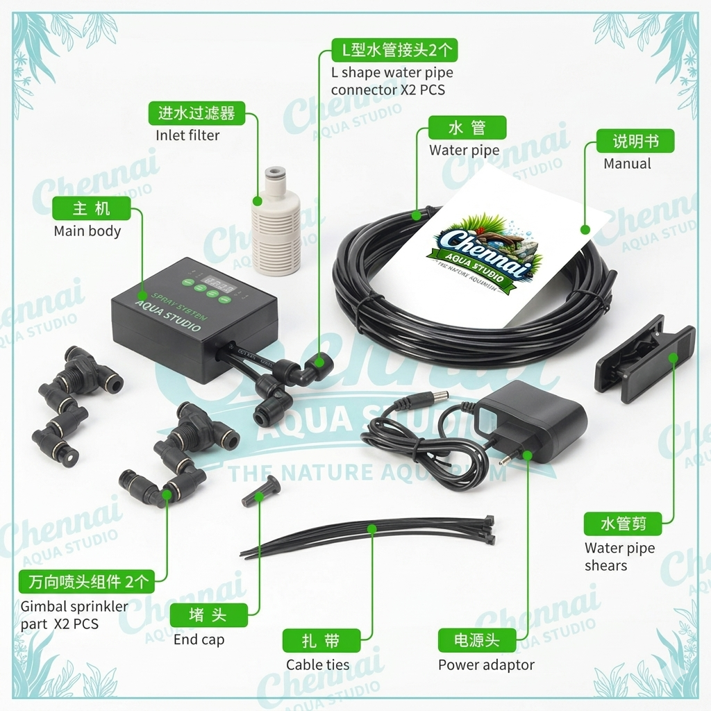 Wyin Aqua Automatic Misting System Sprinkler – Digital Humidity Controller with 2 Adjustable Fine Mist Nozzles