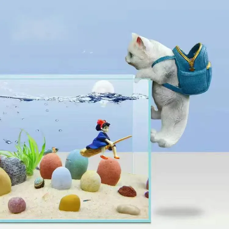 Aquarium fish tank decoration ornaments backpack cat Toy (size Approx. 6.8 × 4.9 × 3.2 inches ))