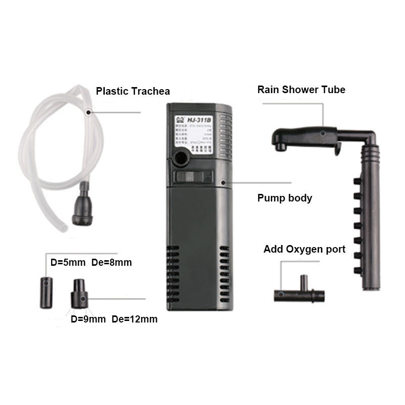 SunSun HJ-411B Internal Submersible Filtration Pump – 4W, 400 L/H | Quiet Aquarium Filter with Spray Bar & Venturi Air Pipe for Fresh & Saltwater Tanks