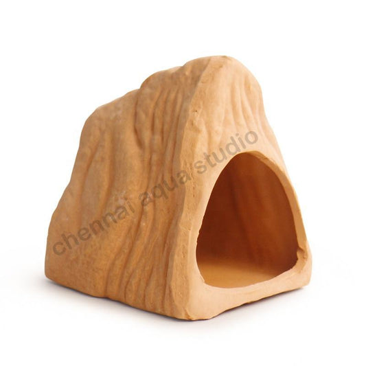 Small Terracotta Mountain-Shaped Aquarium Accessory Customized Ceramic Breeding Cave for Shrimp Fish for Home Use