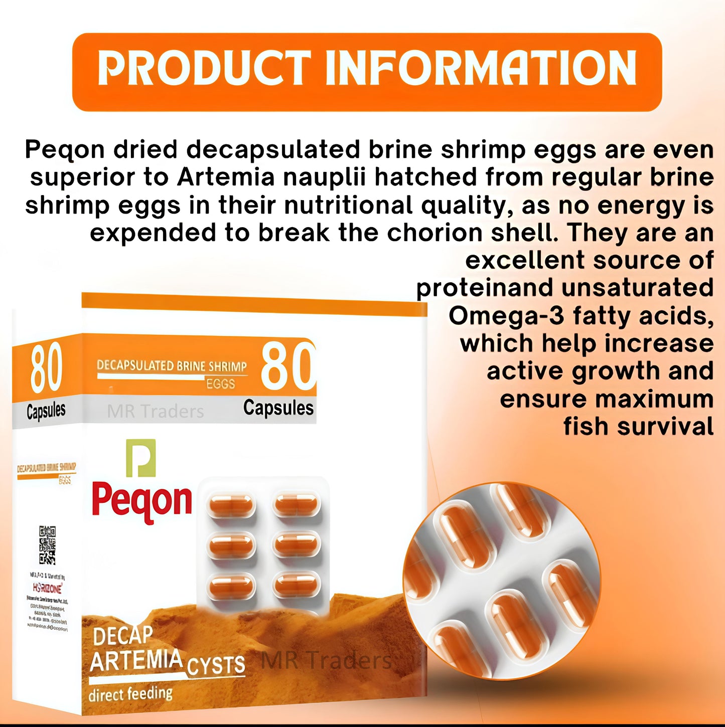 Peqon Shell-Free Decapsulated Brine Shrimp – Ready-to-Feed, High Protein for Fish