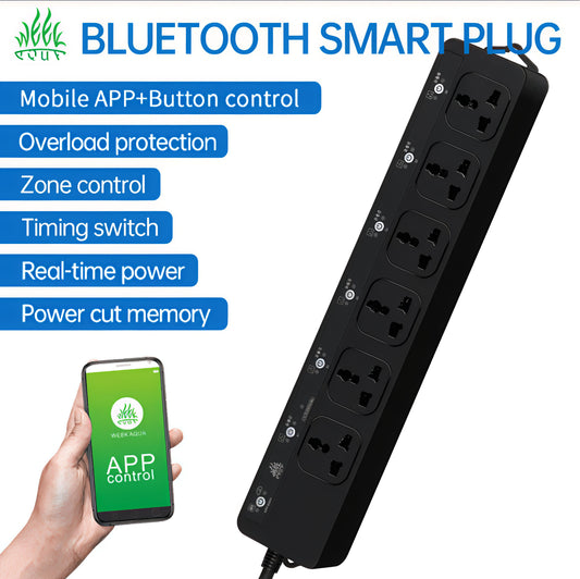 Week Aqua Bluetooth Smart Power Plug APP Controlled Aquarium Lighting Filter CO2 Timing, 6 Way Outlets with EU/UK/US/AU Sockets