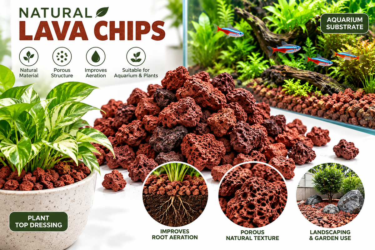 Aquarium Red Lava Chips(sand) For Aquarium And For Indoor Plants (1Kg)