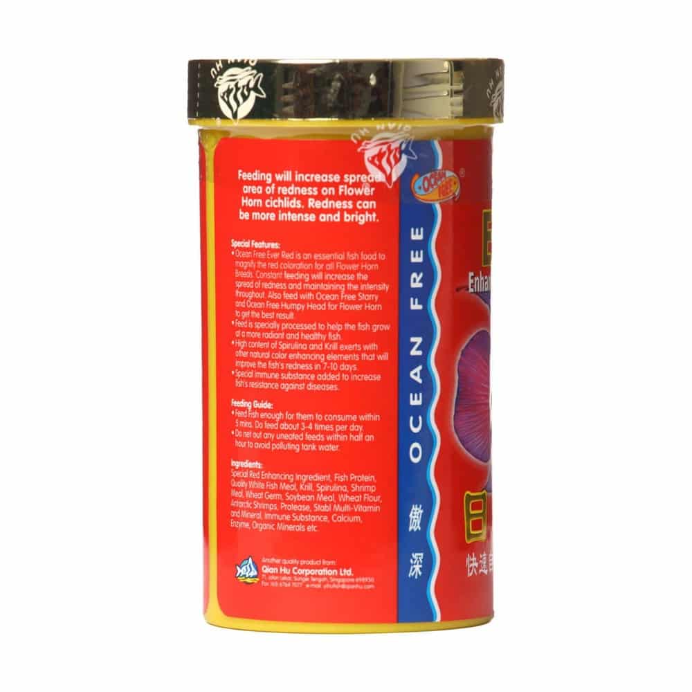 Ocean Free Xo Ever Red (Original) Fish Food, 280Ml/100G|Enhance Strong Redness Development For Flowerhorn Fish