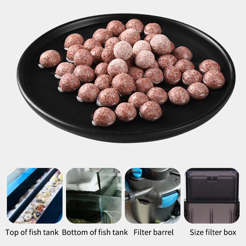 Aquarium Filter Media Red Ceramic Nano Ball with Free Mesh Bag 500GM